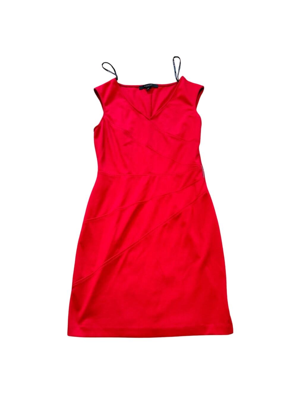 Marc New York Andrew Marc Red V Neck Dress, with side zipper accent size 8 - Picture 1 of 3